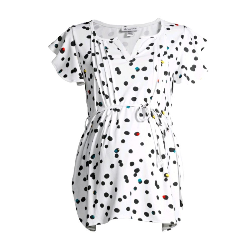 Polka Dot Maternity Nursing V-Neck T-Shirt